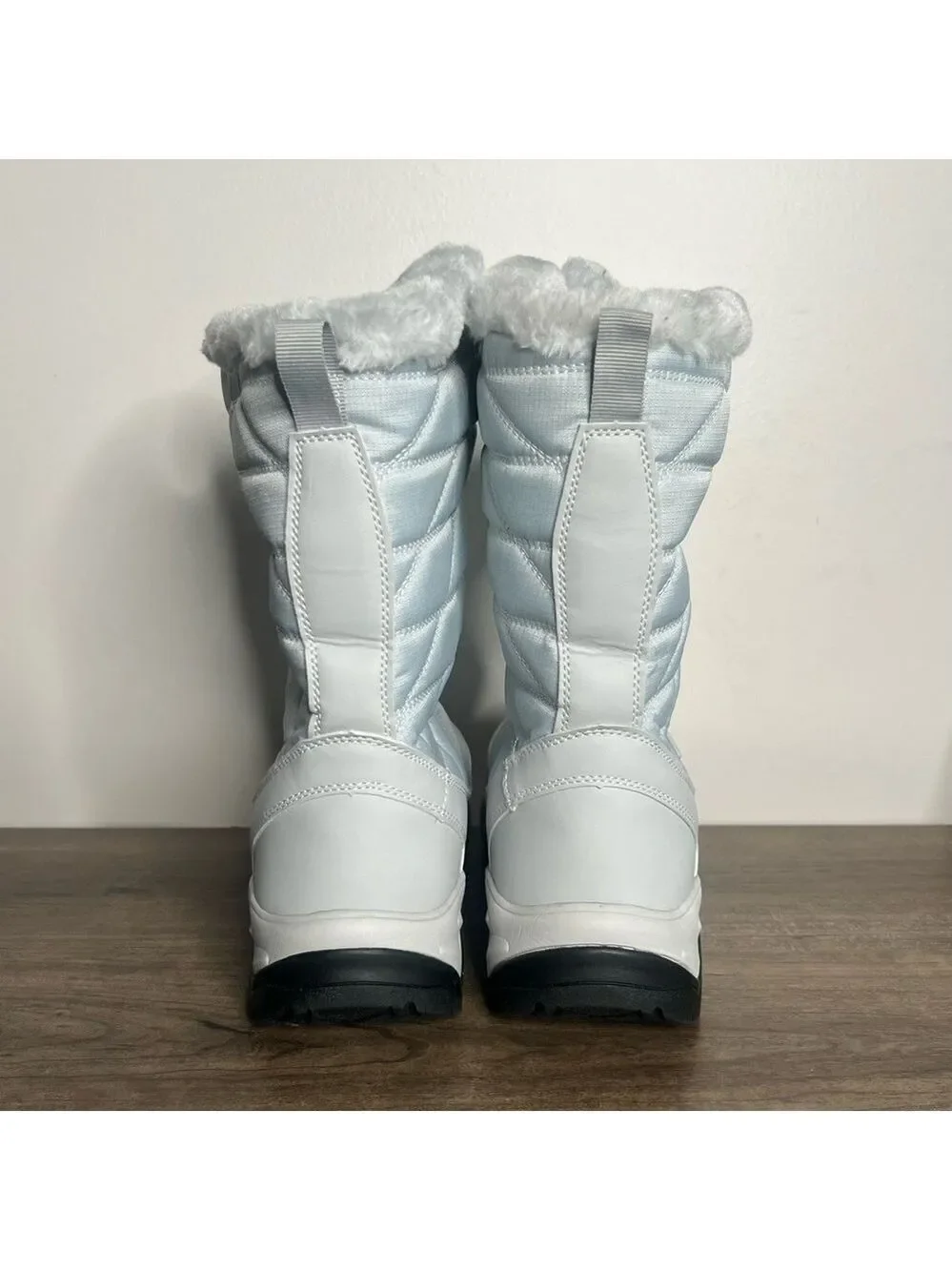Nortiv 8 Mid Calf Wateproof Silver Blue Women’s Lace Up Winter Boot Size 9.5